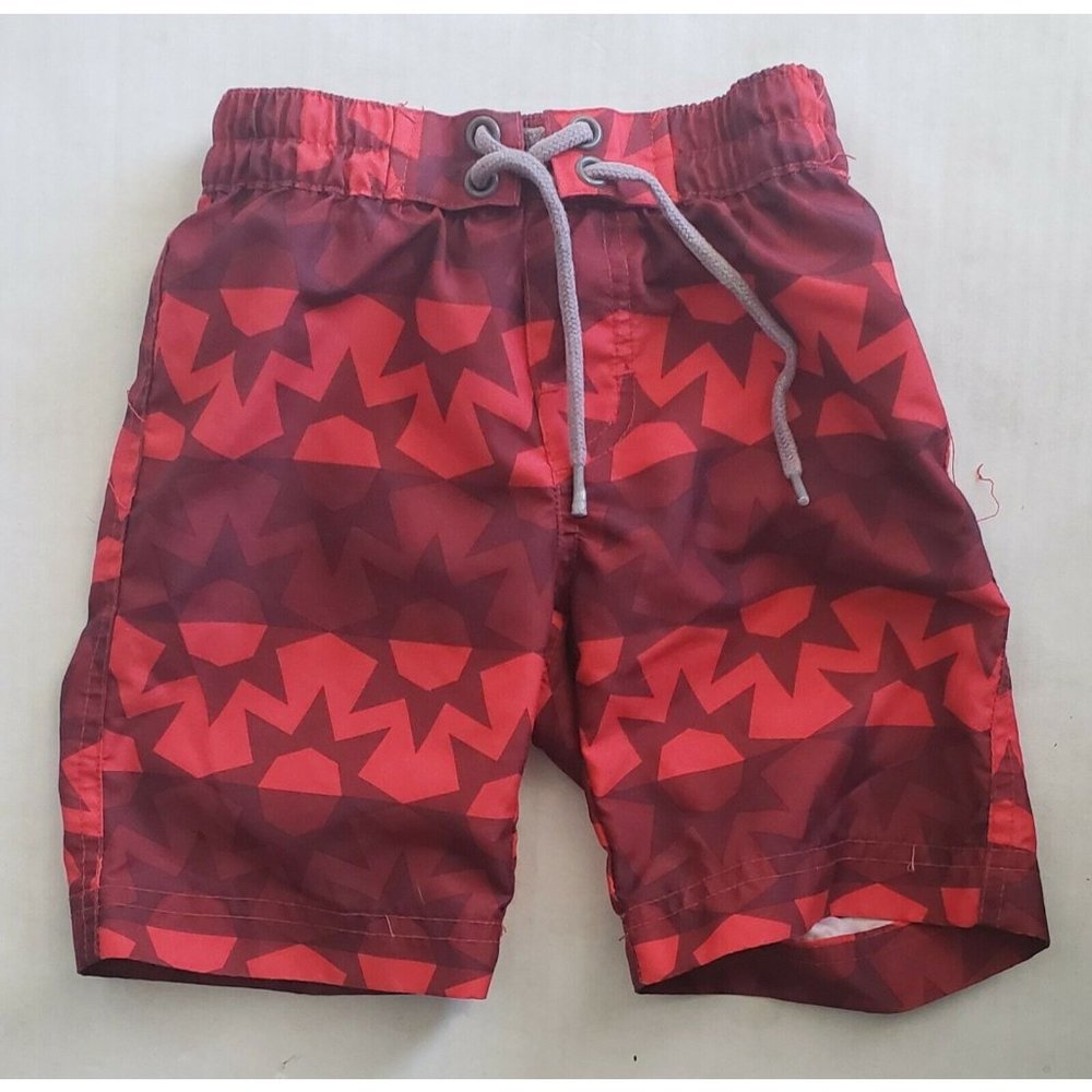 Tea Swim Shorts Boys Toddler Size 2y Swimwear Red Board Trunks Stripes Stars